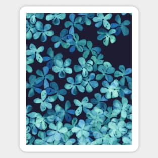 Hand Painted Floral Pattern in Teal & Navy Blue Sticker